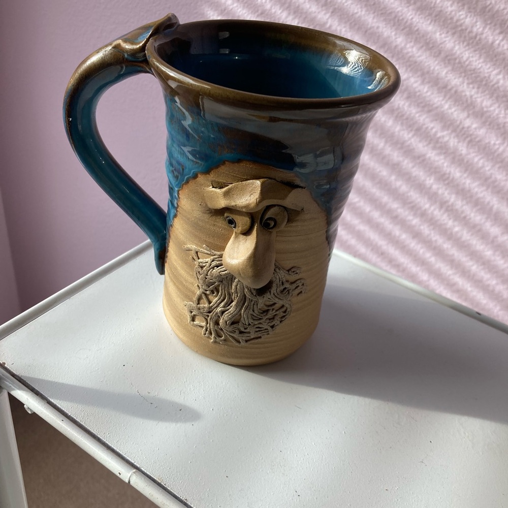 Artisan Blue and Tan Ceramic Mug